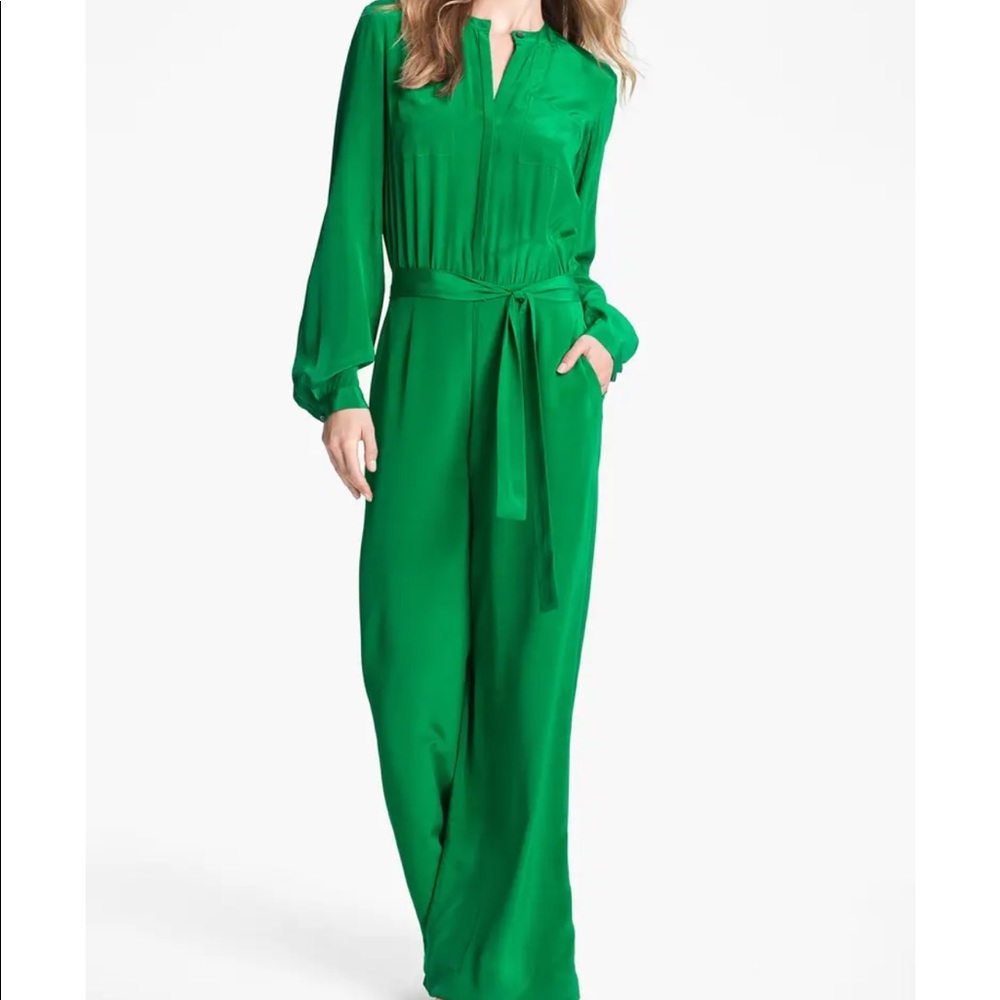 Rachel Roy Silk Cream Jumpsuit with Hold Buttons